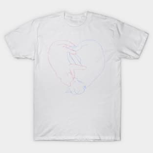 Heart Shaped Cat Cuddles T-Shirt